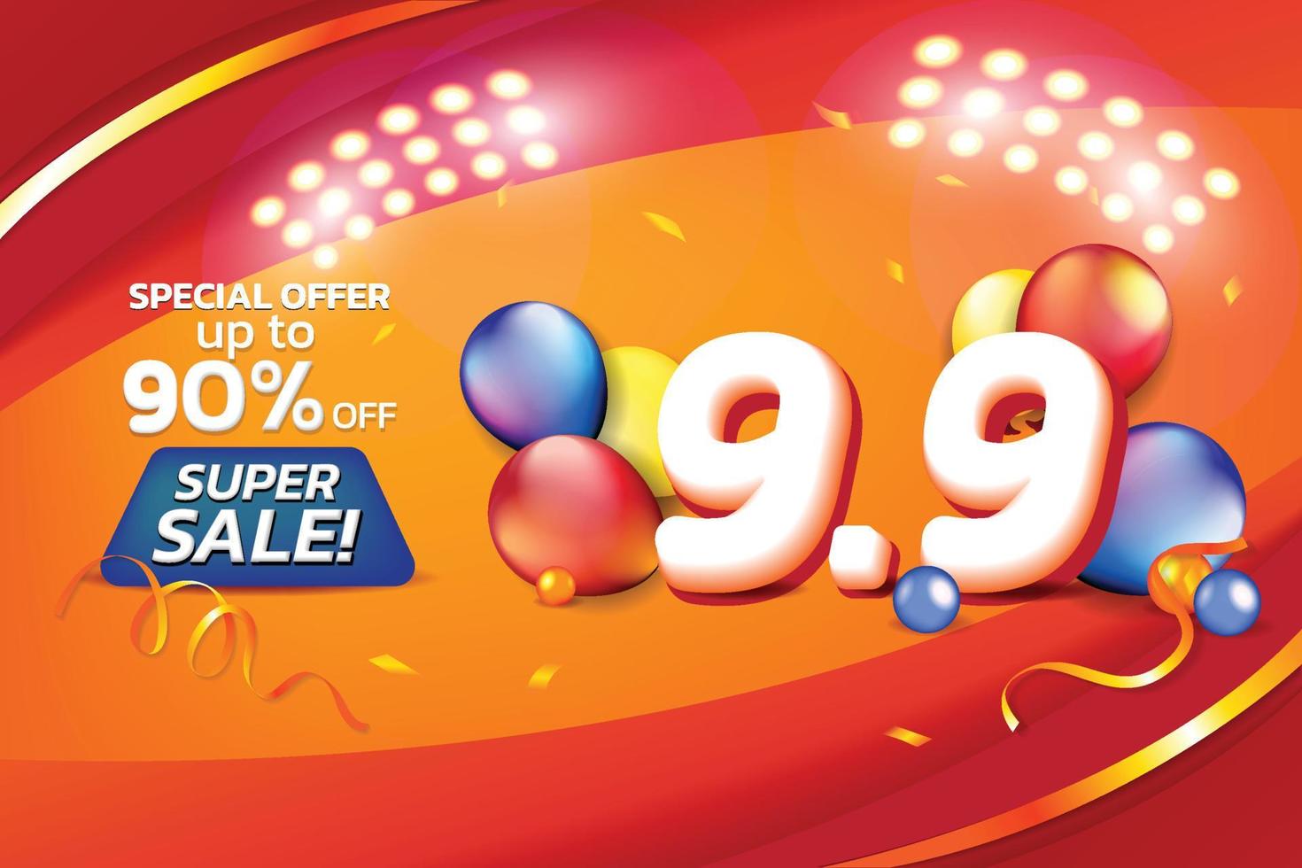 Banner of big sales event seasons matketing advertising promotion vector graphic orange red theme