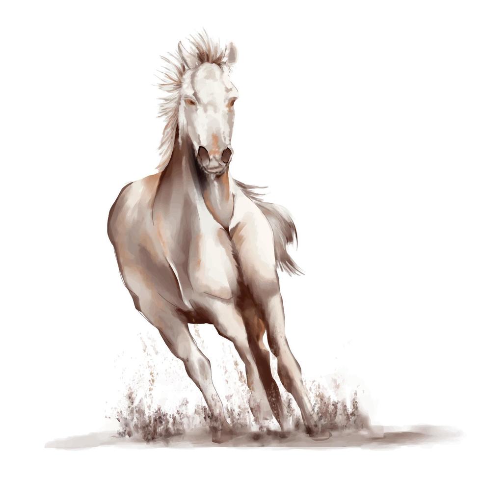 Running horse black and white watercolor style on white background vector