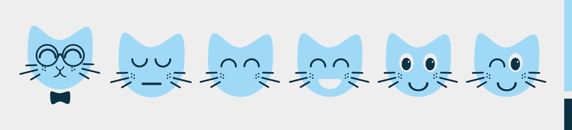 cat head set caricaturas emoticon icono aislado sobre fondo blanco vector