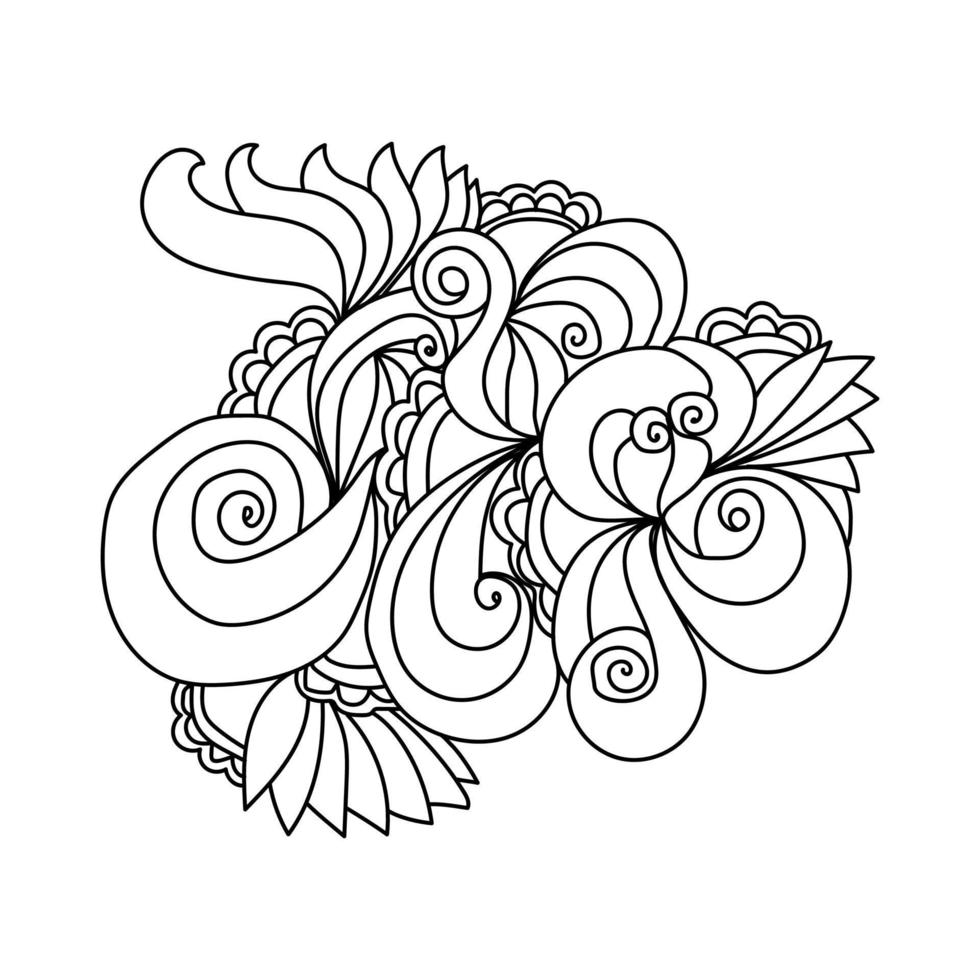 curls and fantasy patterns outline doodle illustration vector