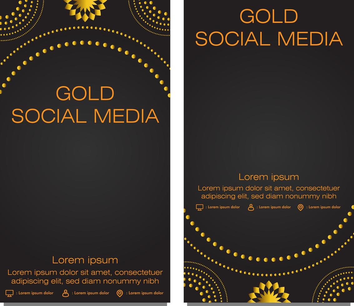 black gold social media stories template vector