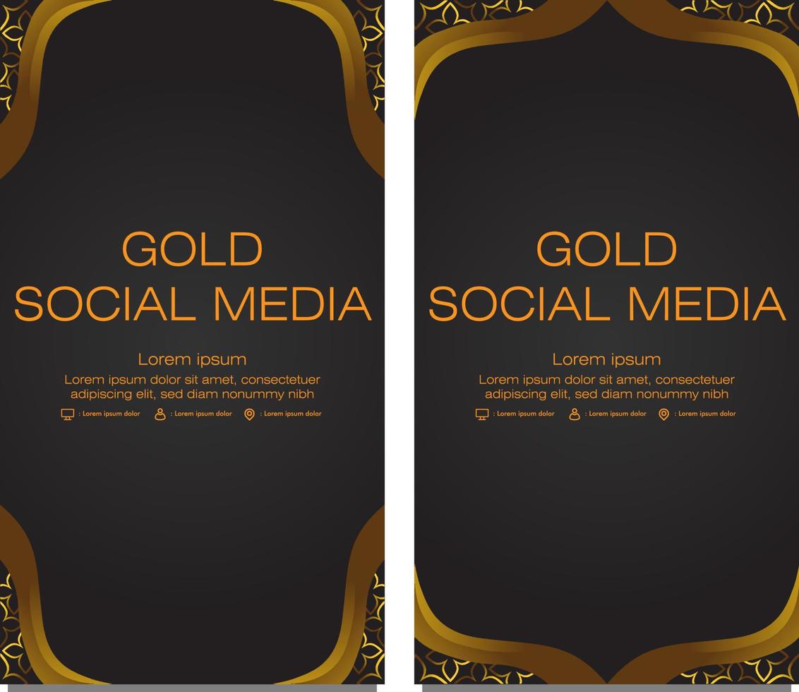 plantilla de historias de redes sociales de oro negro vector