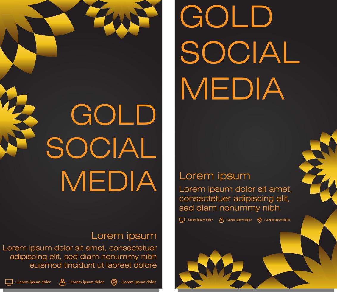 black gold social media stories template vector