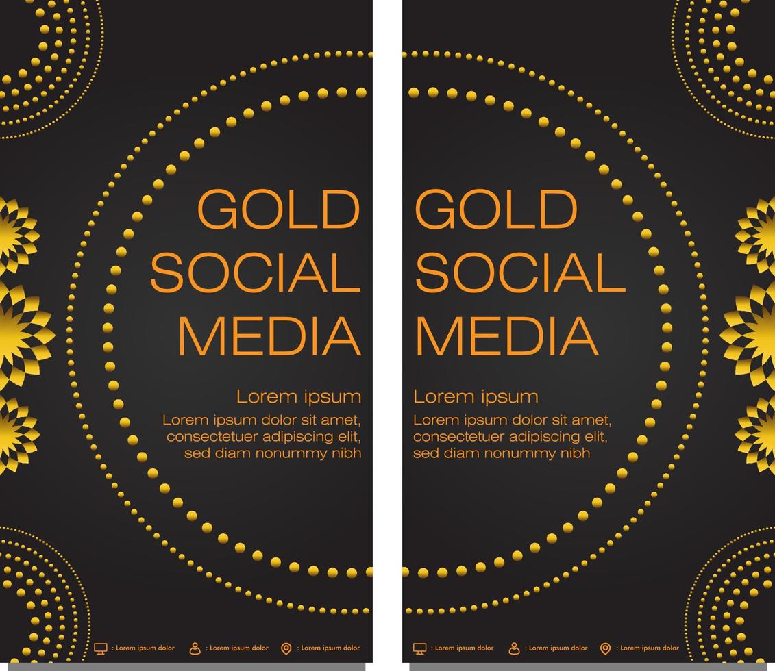 black gold social media stories template vector