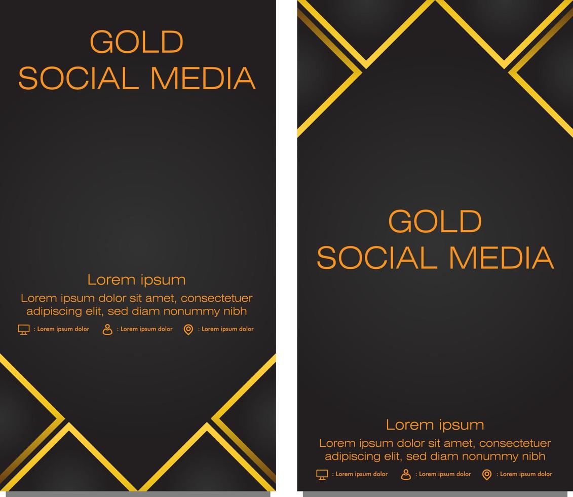 black gold social media stories template vector