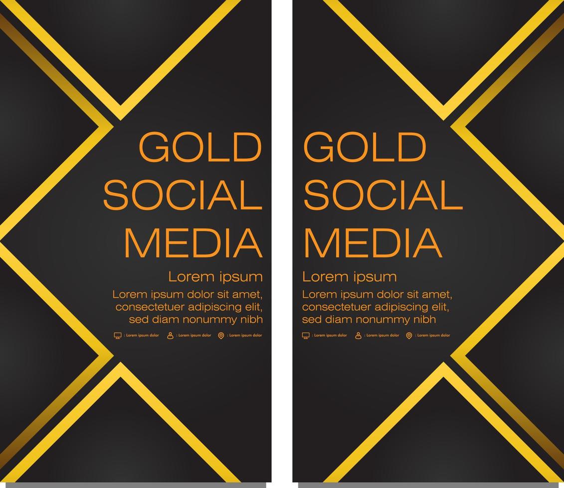 black gold social media stories template vector