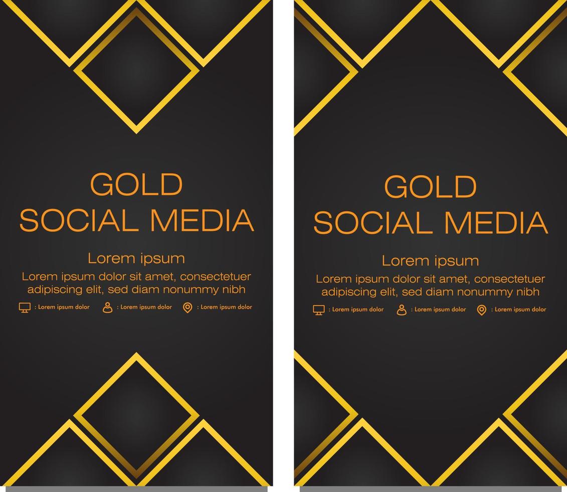 black gold social media stories template vector