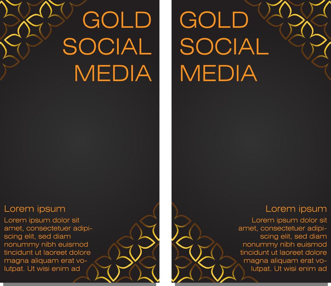 black gold social media stories template vector