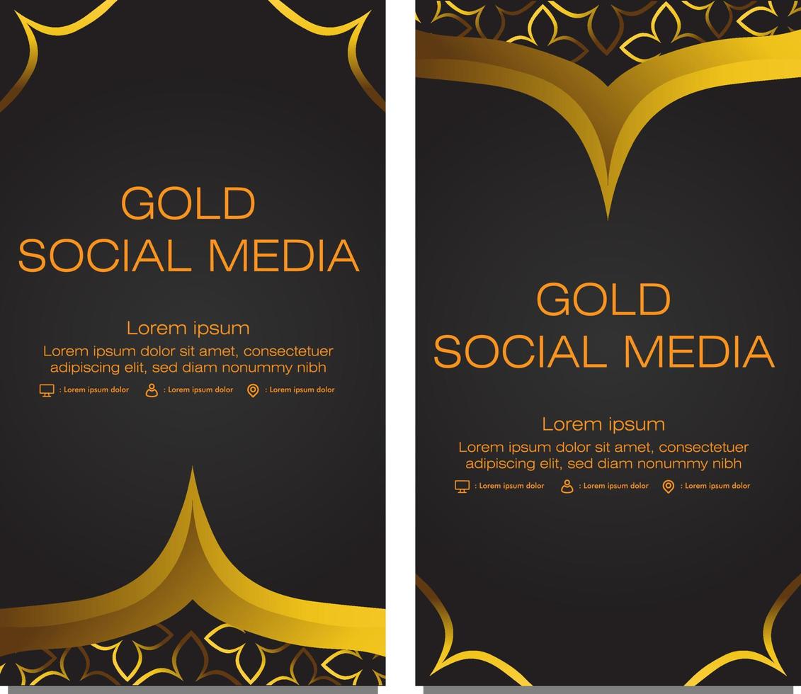 black gold social media stories template vector