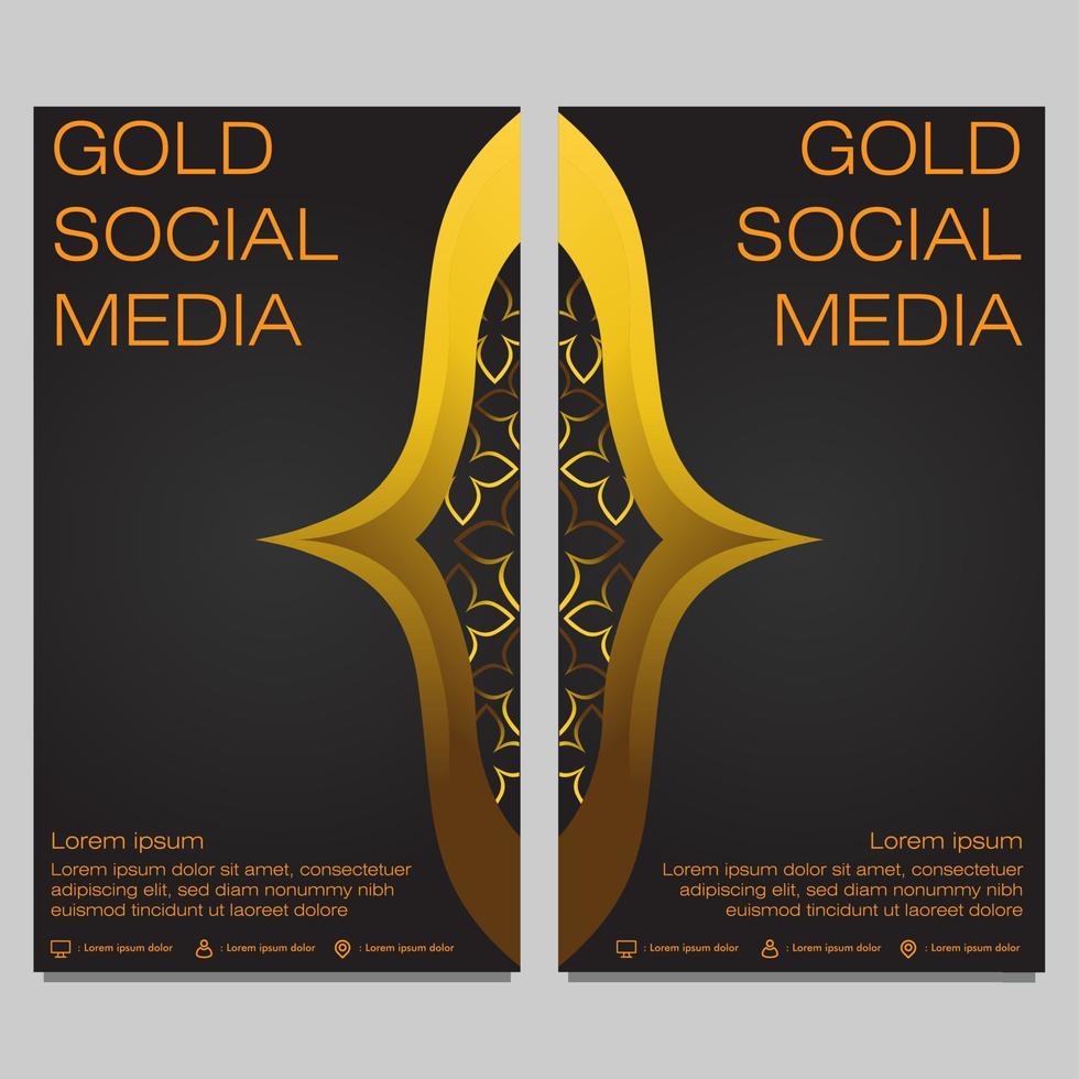 black gold social media stories template vector