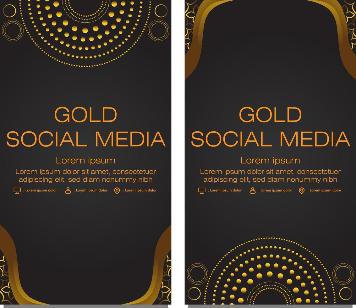 black gold social media stories template vector