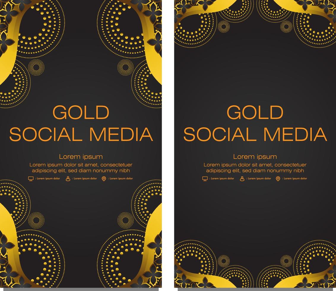 black gold social media stories template vector