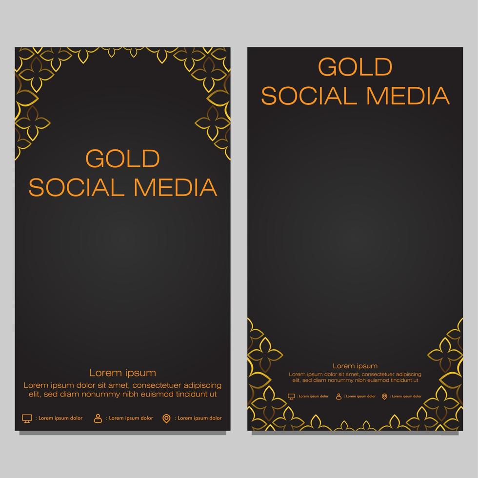 black gold social media stories template vector