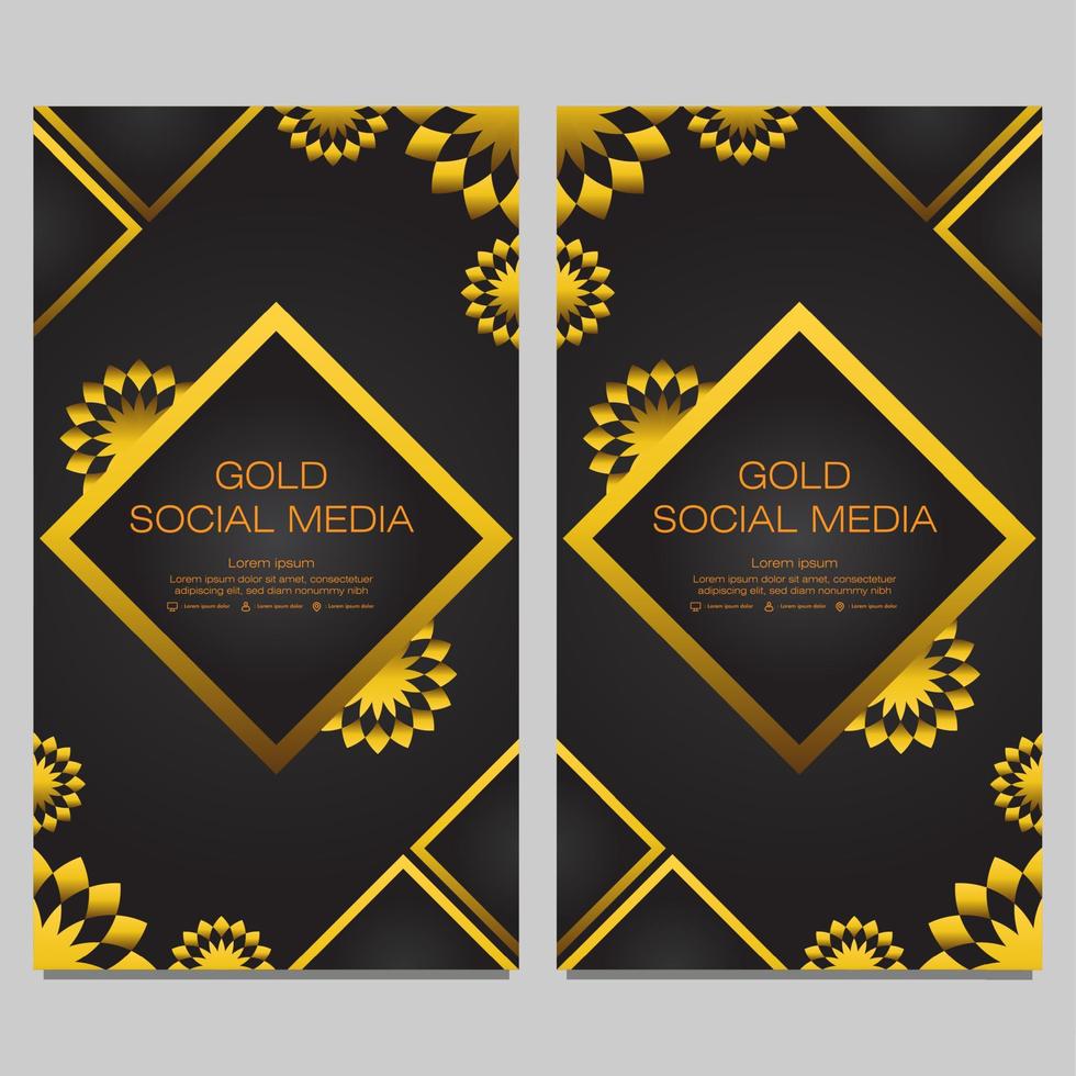 black gold social media stories template vector