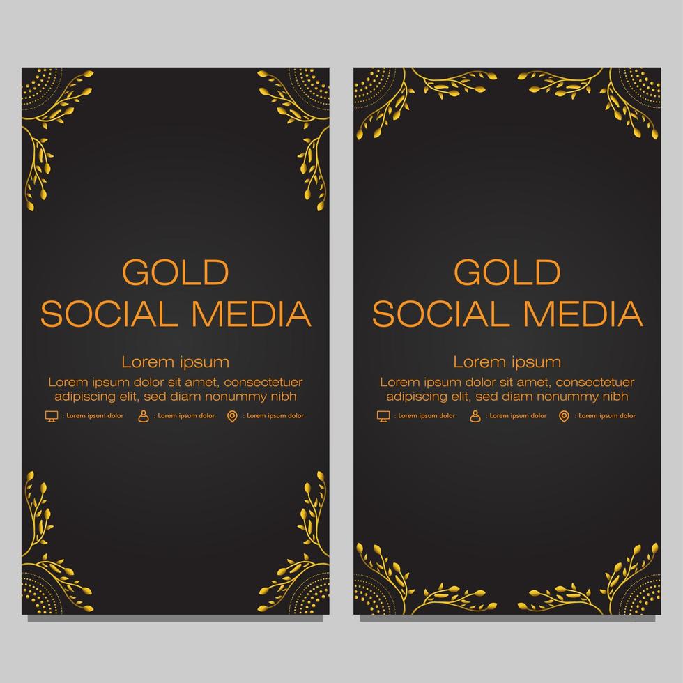 black gold social media stories template vector