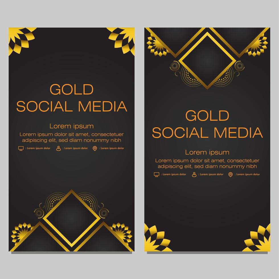 black gold social media stories template vector