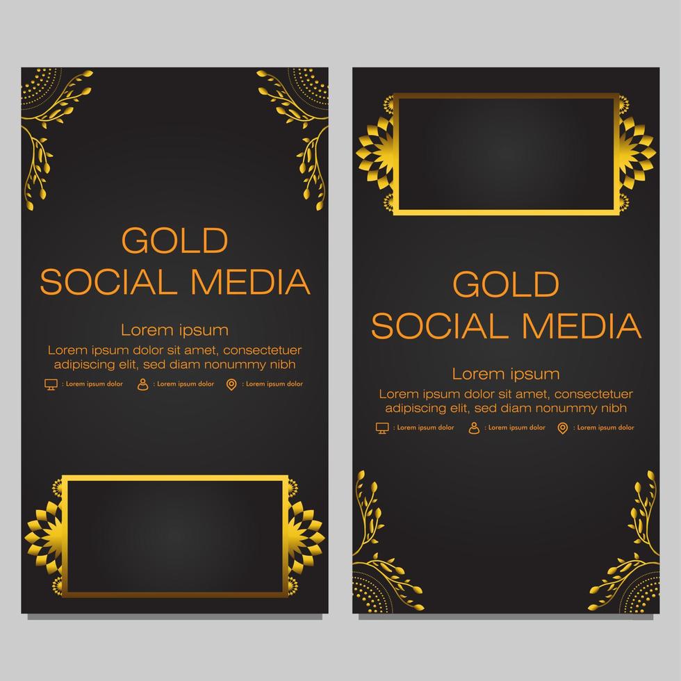 black gold social media stories template vector