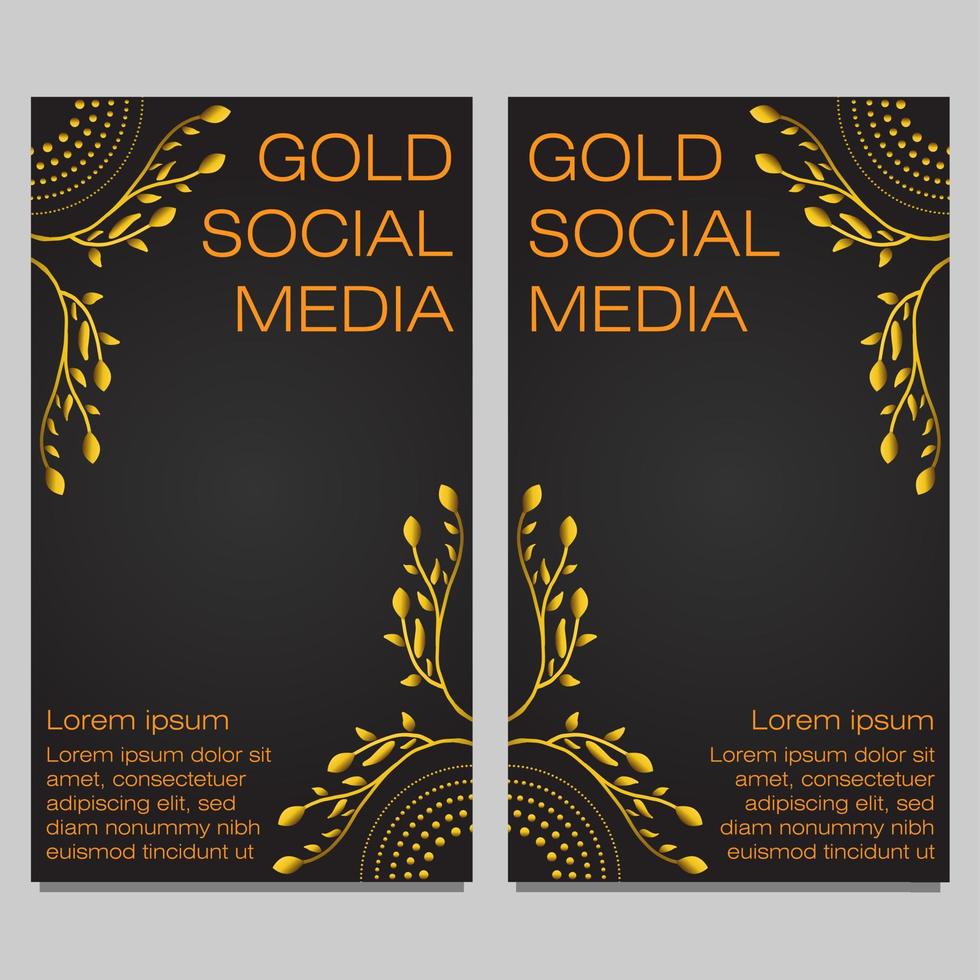 black gold social media stories template vector