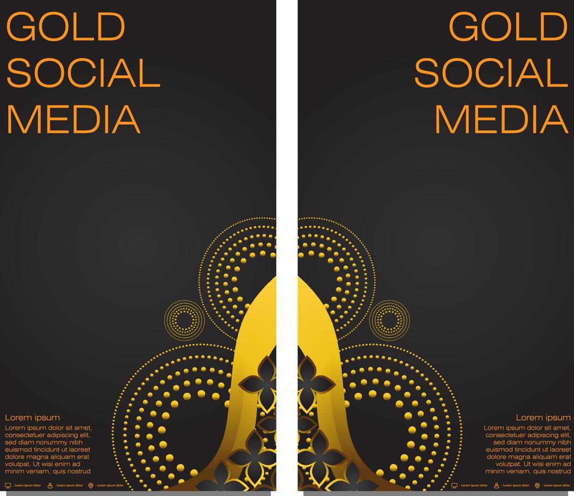 black gold social media stories template vector