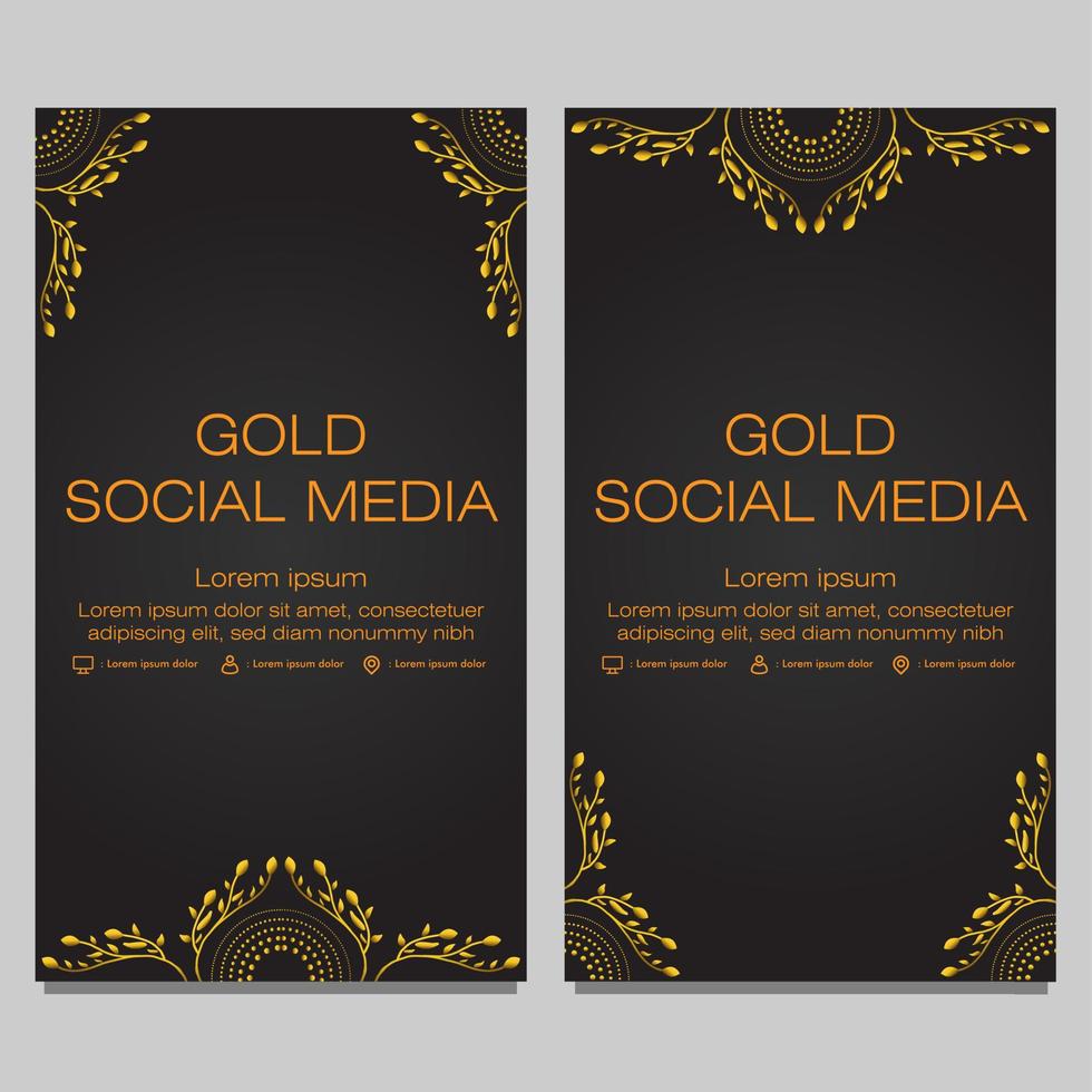 black gold social media stories template vector