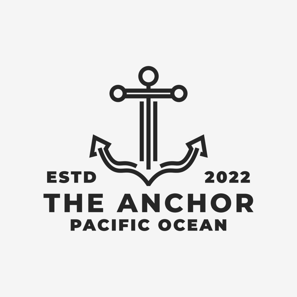 Anchor in line style logo design template, anchor linear logo vector illustration design template inspiration