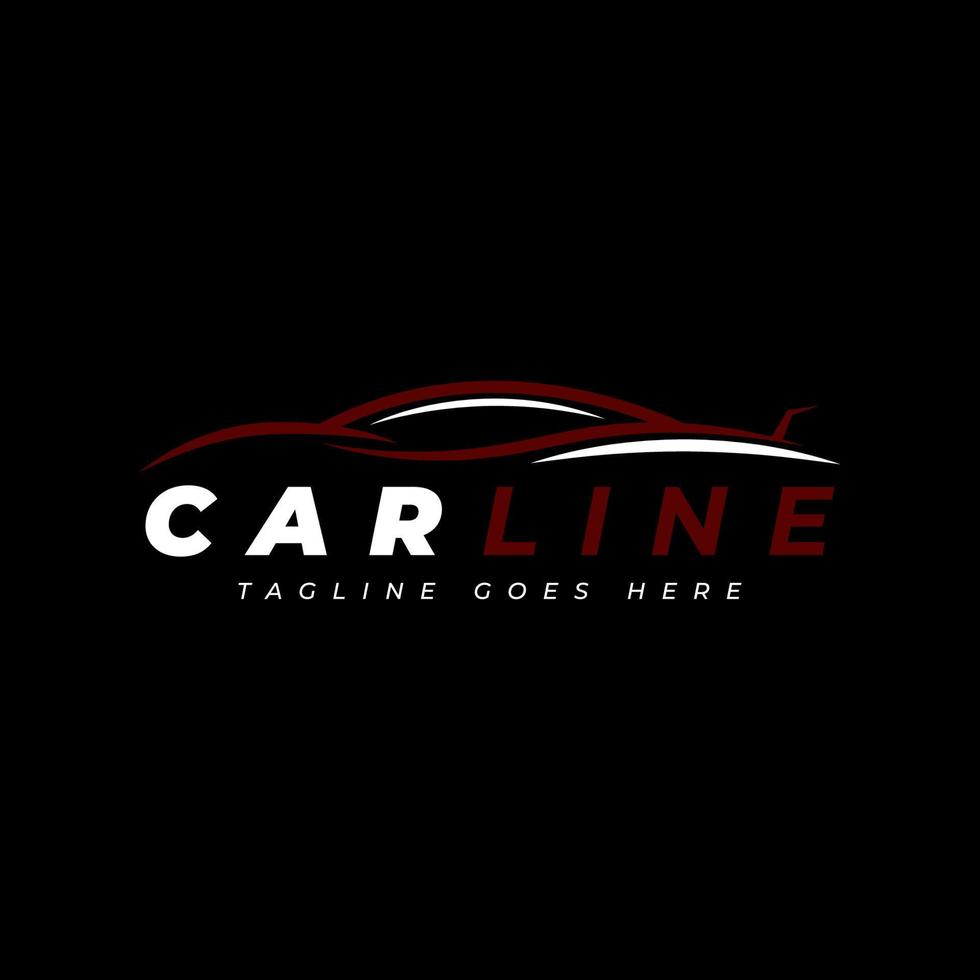 Car with line style logo design template, car logo vector illustration design template