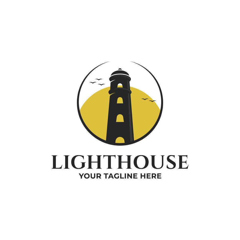 Lighthouse vintage logo vector illustration design template inspiration, Lighthouse logo vector design, sea light logo