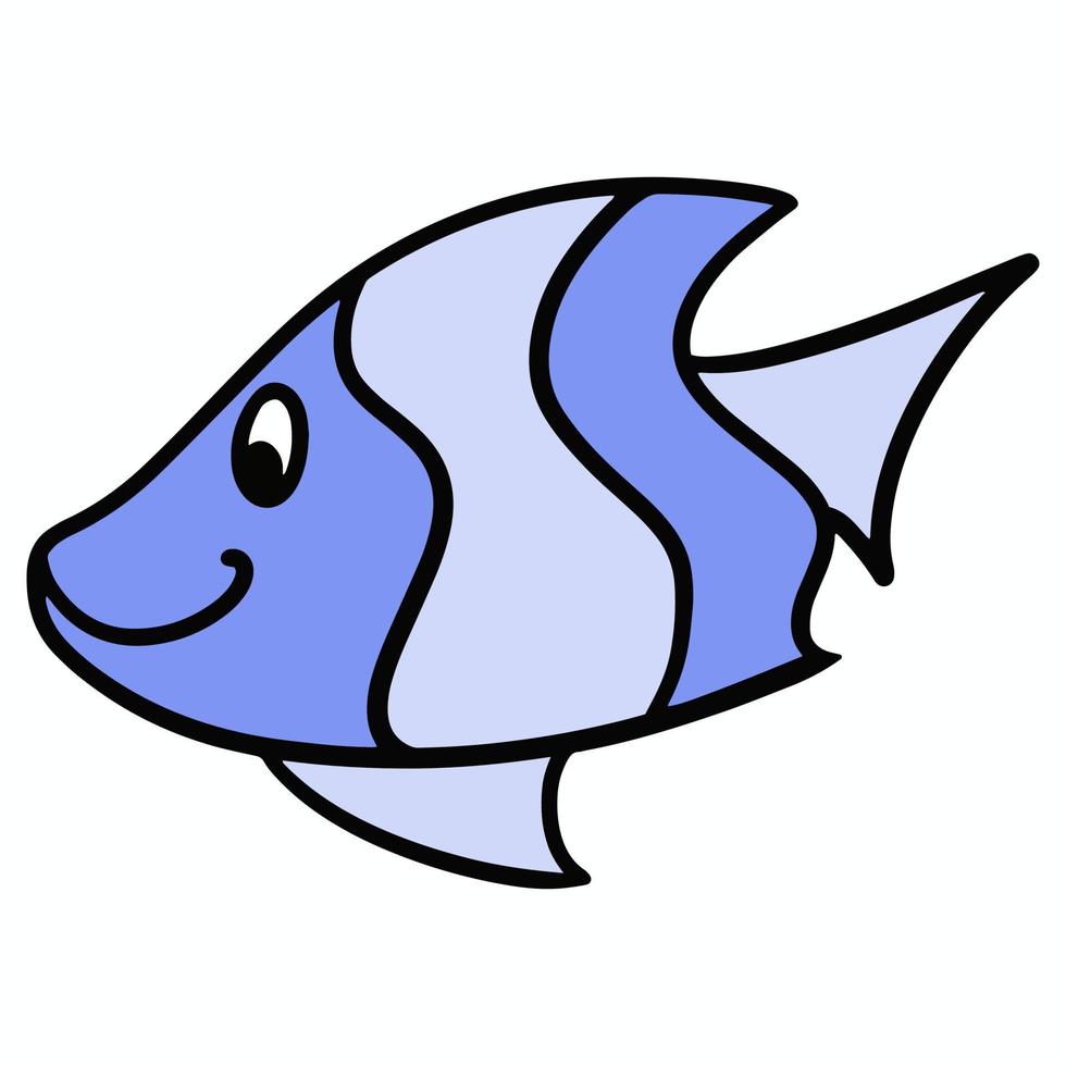 lindo pez azul de dibujos animados, habitante de mares tropicales, peces de  acuario, ilustración vectorial sobre fondo blanco 7517393 Vector en Vecteezy