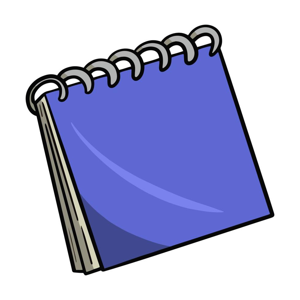 cuaderno azul en un resorte, ilustración vectorial en un fondo blanco, colección escolar vector