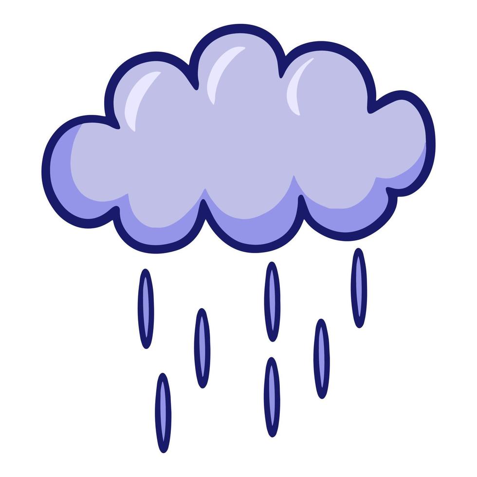 Dark cloud with raindrops, rain is coming, vector illustrations on a white background to indicate the weather