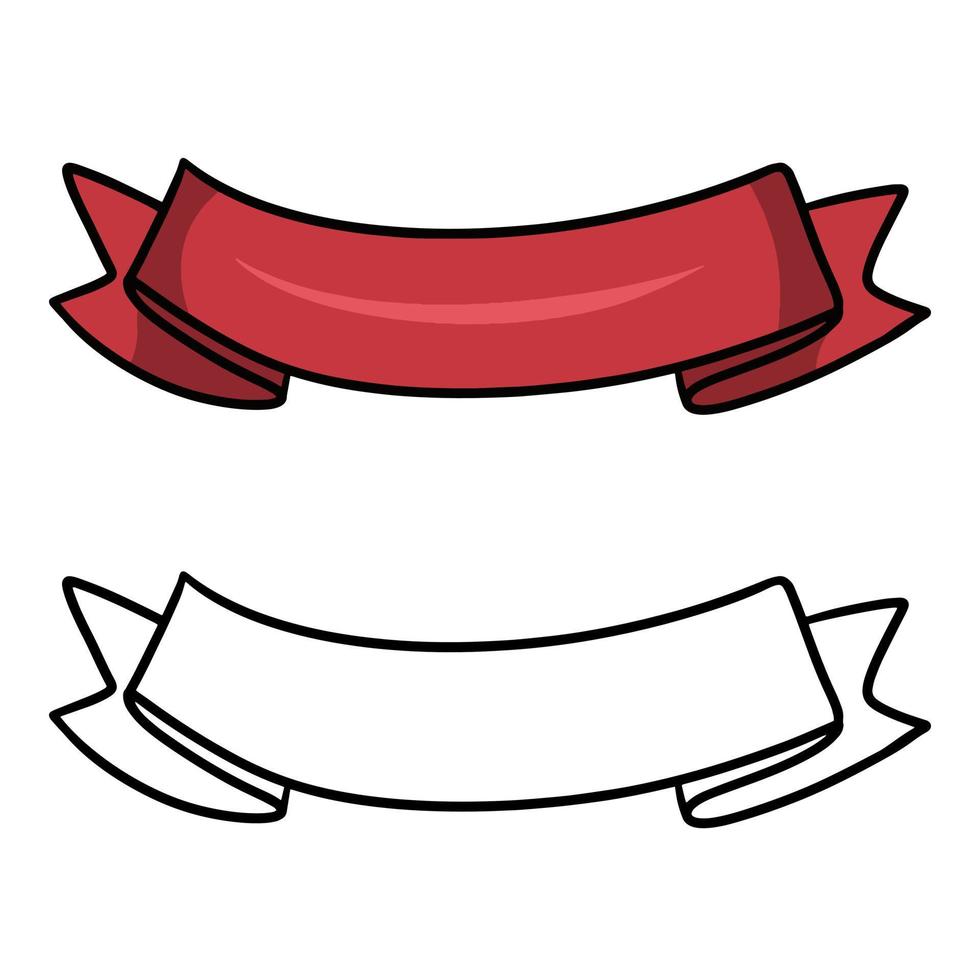 Set of Bright wide red ribbon, empty space for copying, pasting, vector illustration on a white background