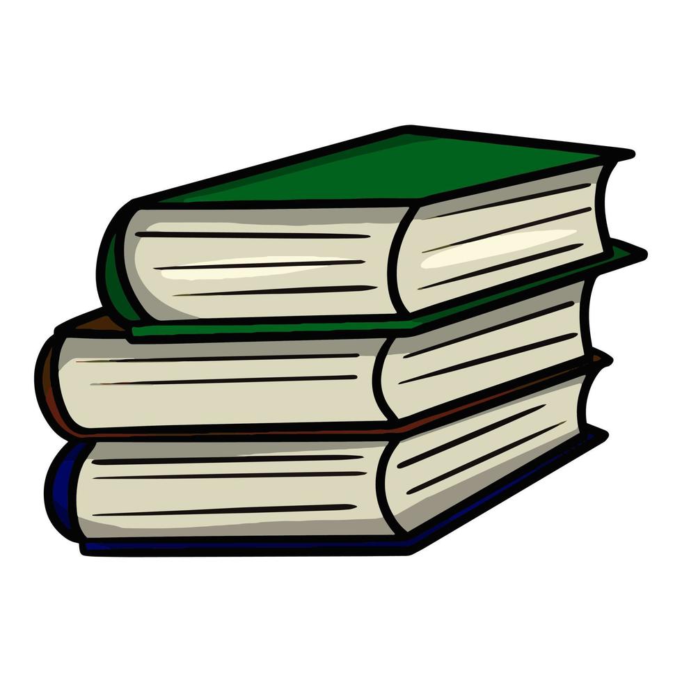A small stack of closed thick books, library books, vector illustration on a white background