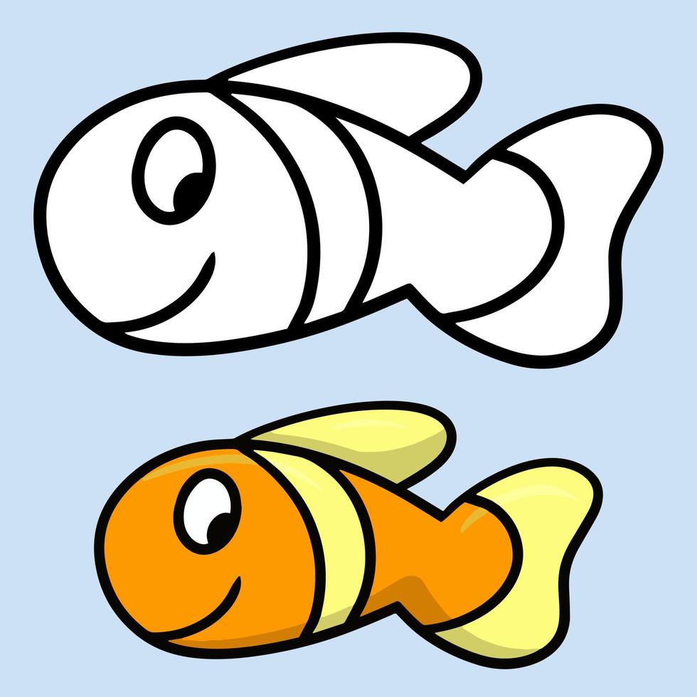 https://static.vecteezy.com/system/resources/previews/007/517/465/non_2x/a-set-of-color-and-sketch-drawings-small-yellow-aquarium-fish-clown-fish-cartoon-illustration-on-a-light-blue-background-vector.jpg