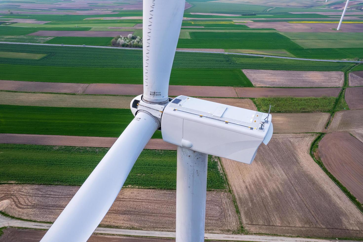 Aerial view of wind turbine photo