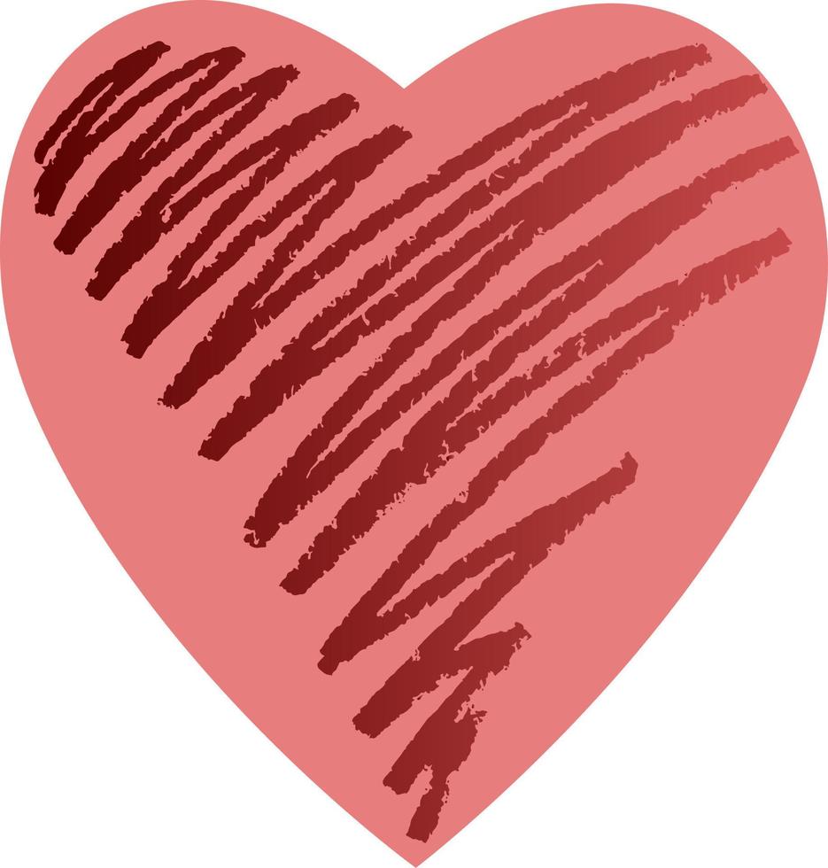 ilustración vectorial, corazón rojo sobre fondo rosa, dibujado a mano, aislado sobre fondo transparente. un elemento de diseño. vector