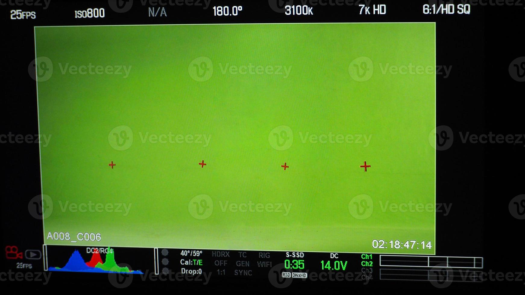 Video recording interface. VDO production recording camera viewfinder on monitor. photo