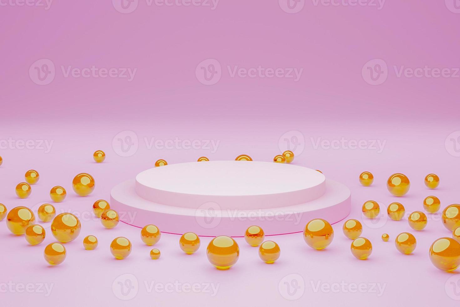 Mock-up Display Product Podium, 3D rendering. Abstract scene background. Cylinder podium on pink background. Product presentation, mock up, show cosmetic product, Podium, stage pedestal or platform photo