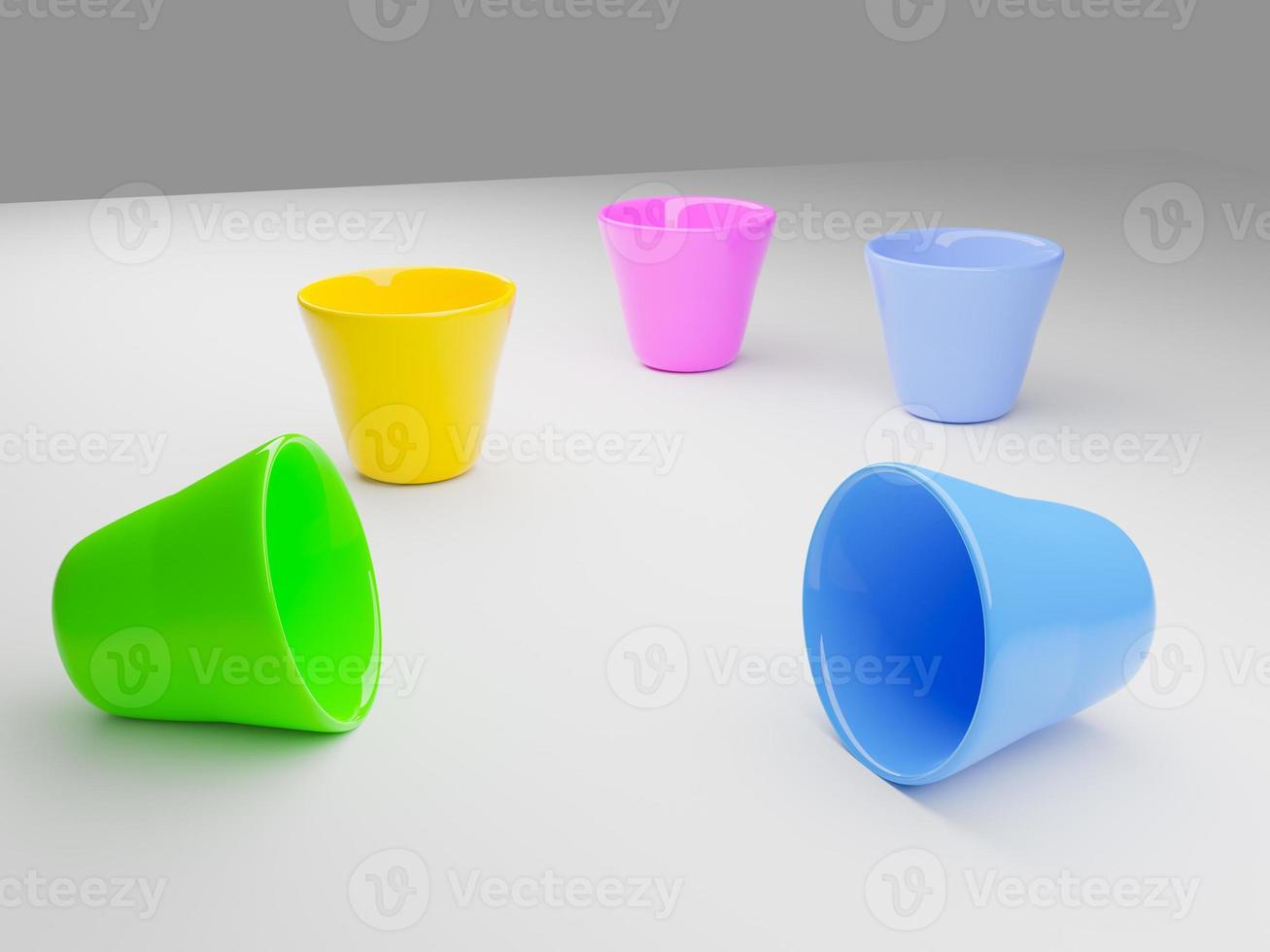 Colorful plastic glass 3D rendering photo