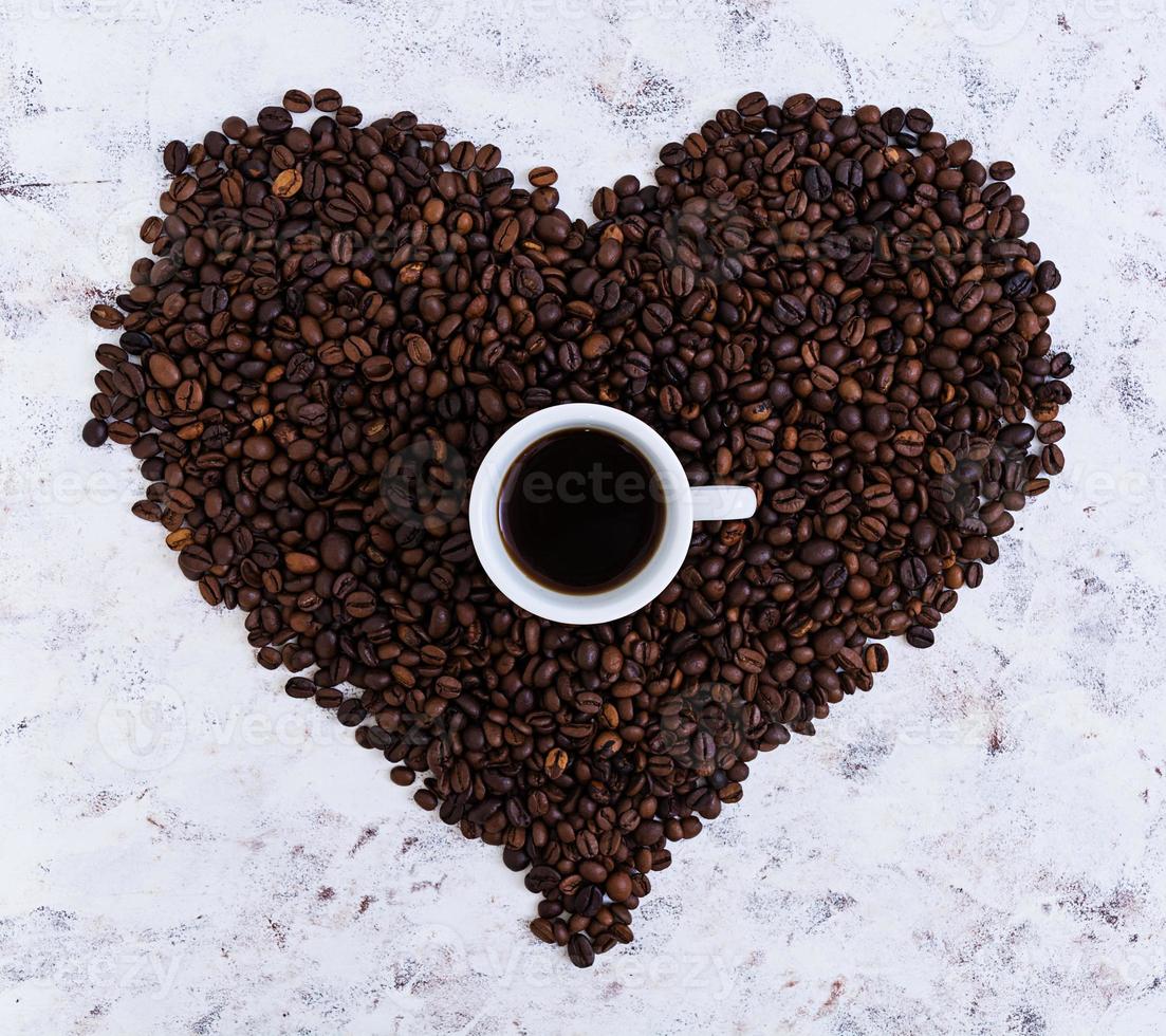 Cup of coffe on white background. Top view photo