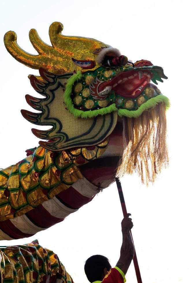 Isolated close-Dragon dance. photo