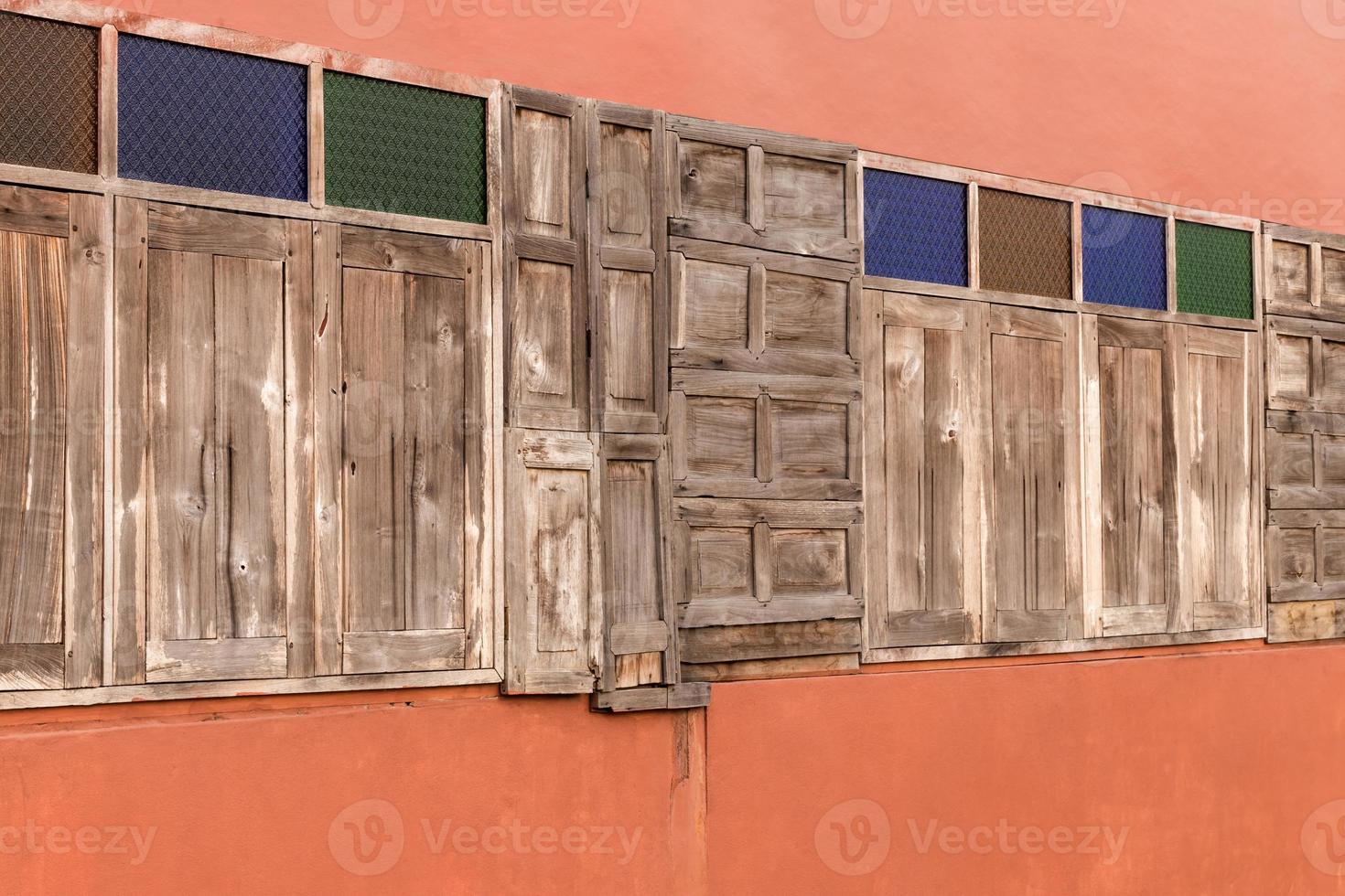 Old wooden windows decorated many styles. photo