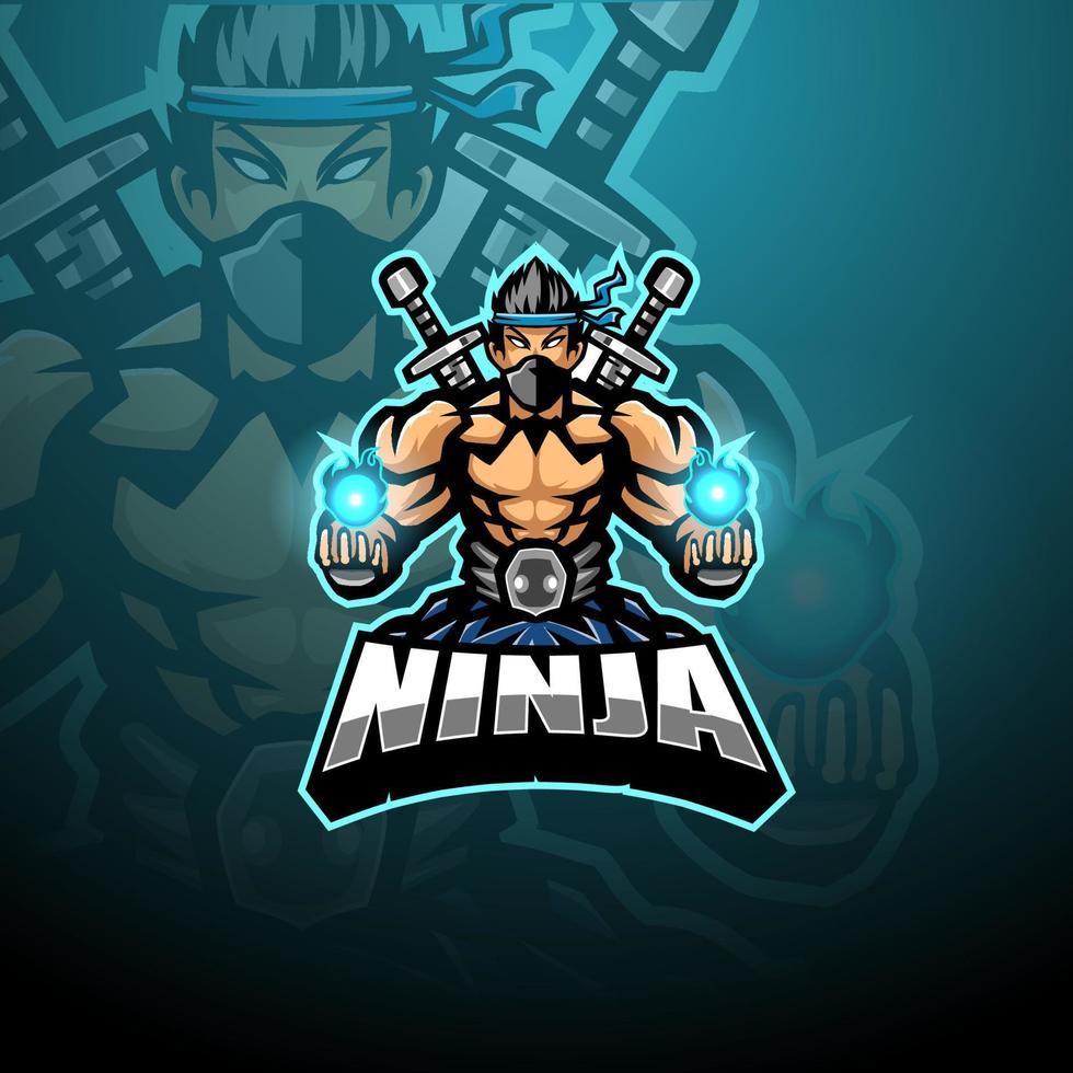 Ninja esport mascot logo design vector