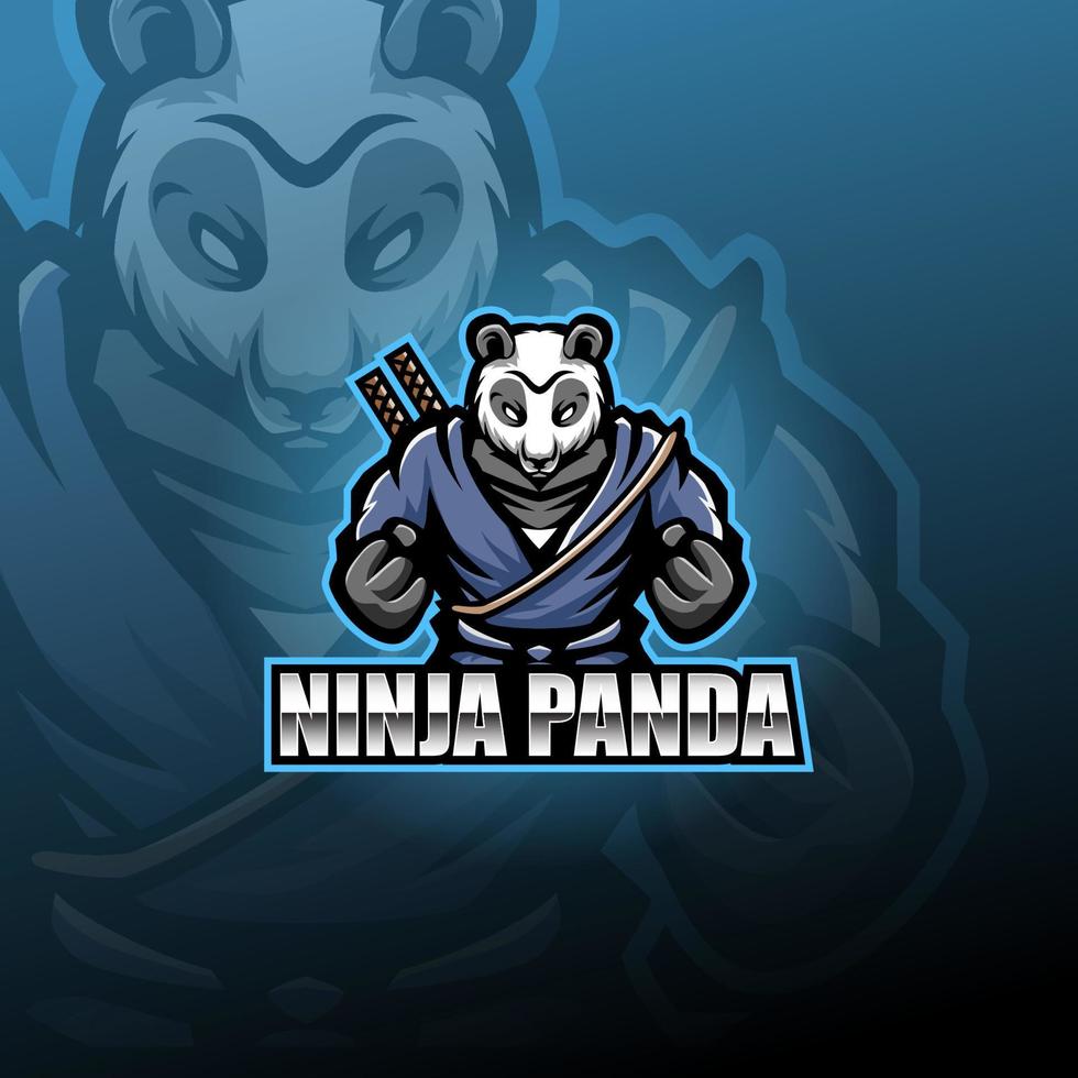 Ninja panda esport mascot logo vector