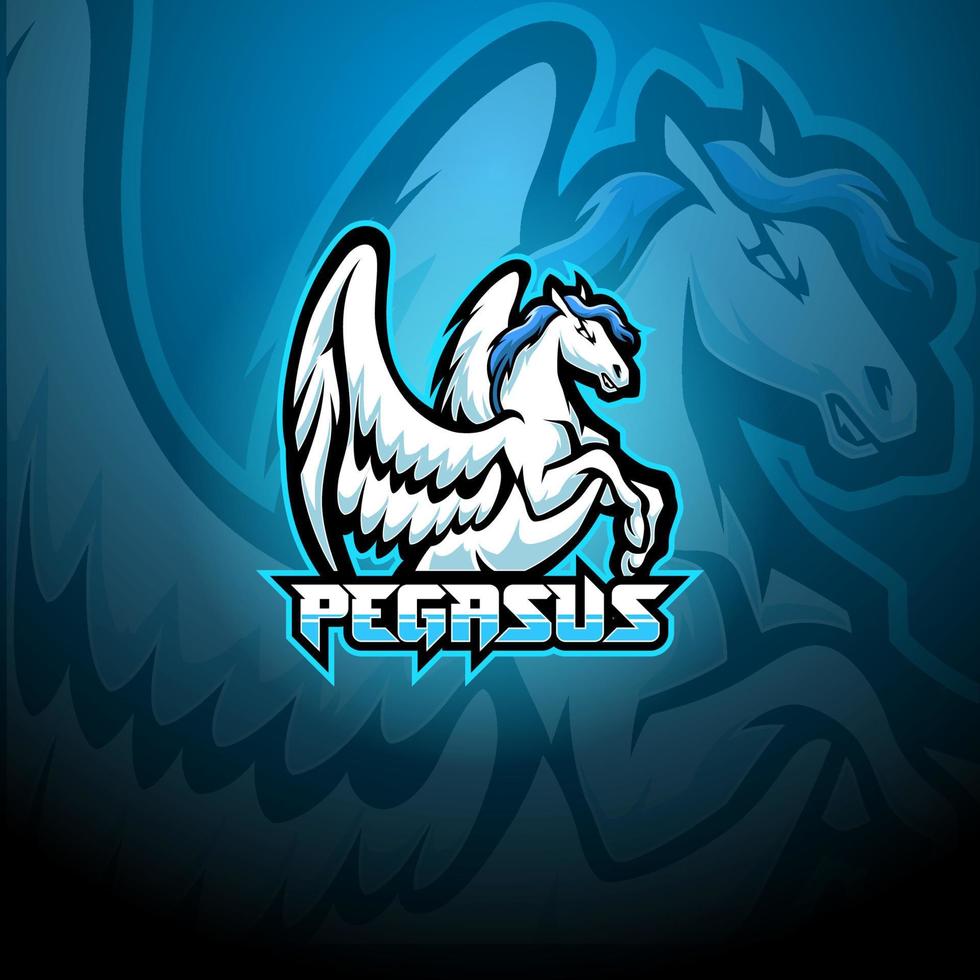 diseño de logotipo de mascota pegasus esport vector
