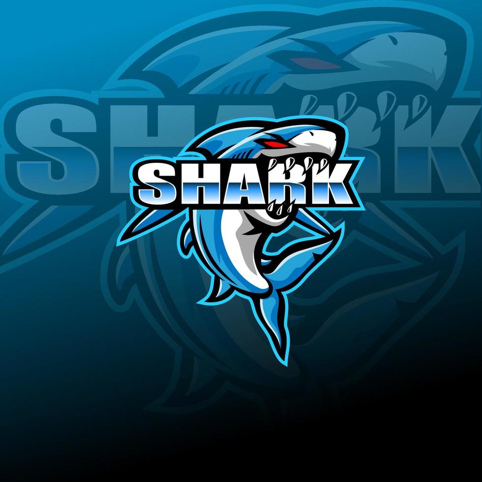 Shark esport mascot logo design vector