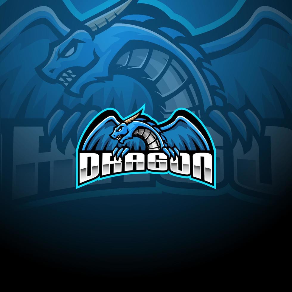Dragon esport mascot logo design vector