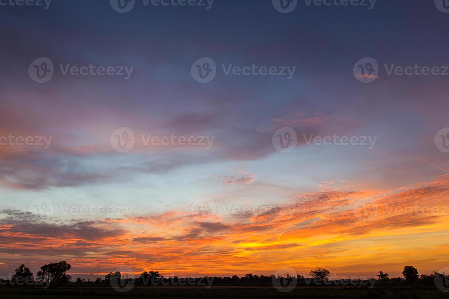 Colorful dawn sky countryside. photo