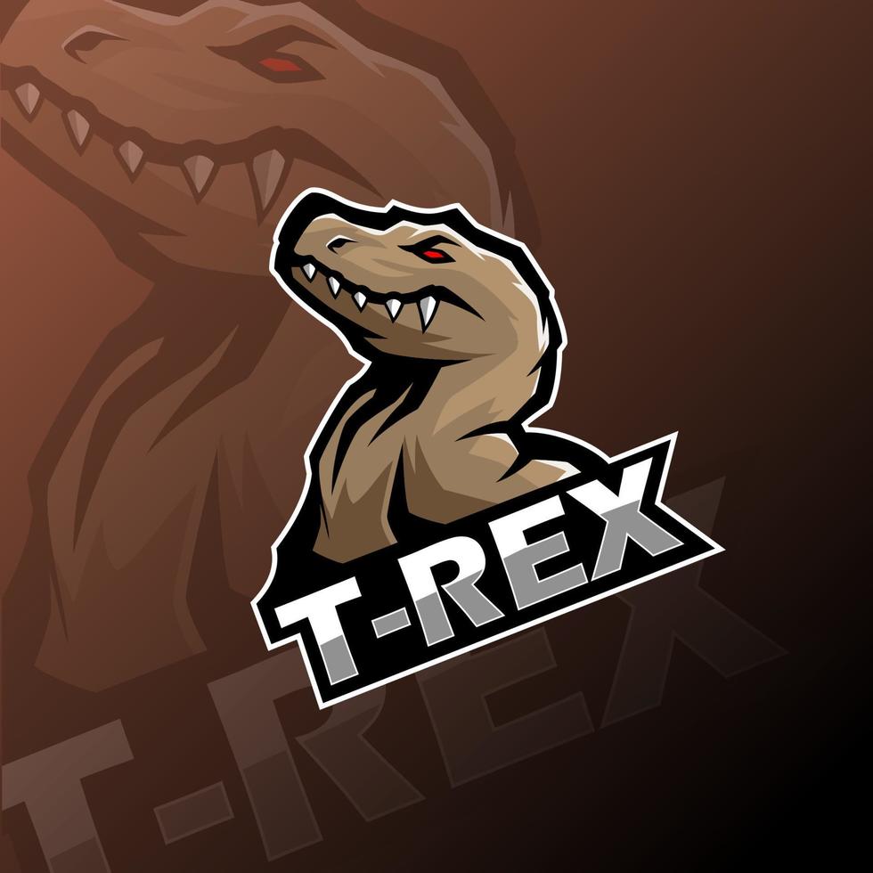 T-rex esport mascot logo design vector