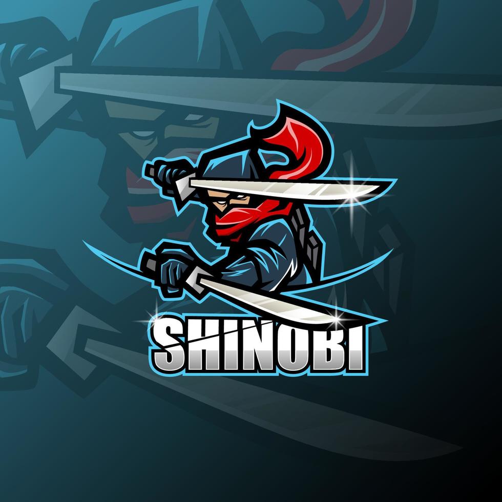 diseño de logotipo de mascota shinobi esport vector