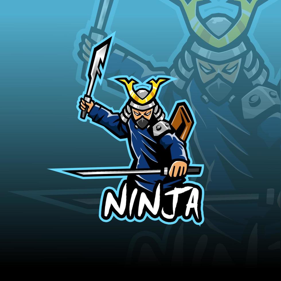 Ninja esport mascot logo design vector
